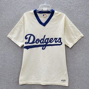 VINTAGE Los Angeles‎ Dodgers Men Large White Logo Sand Knit Medalist USA READ